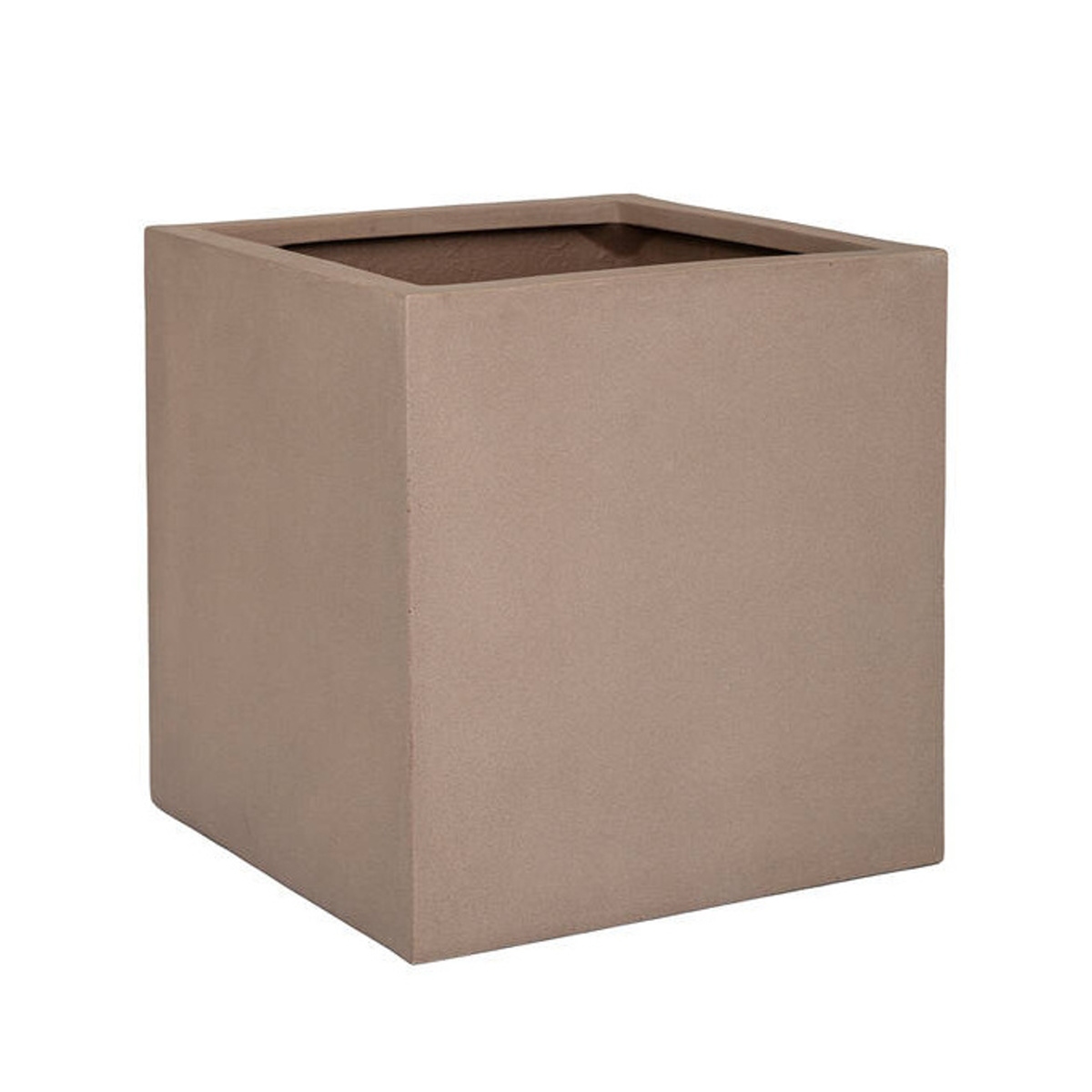 Kompozitní květináče - Květináč hranatý BLOCK M fiberstone taupe 40x40cm
