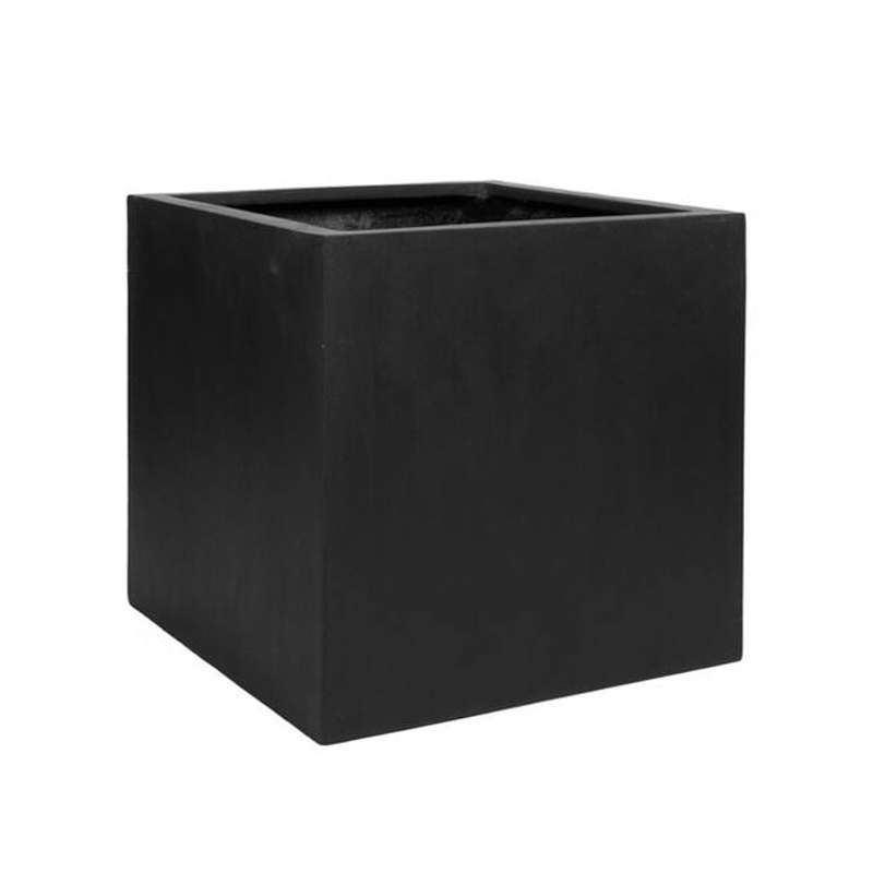 Kompozitní květináče - Květináč hranatý BLOCK XL fiberstone černý 60x60cm