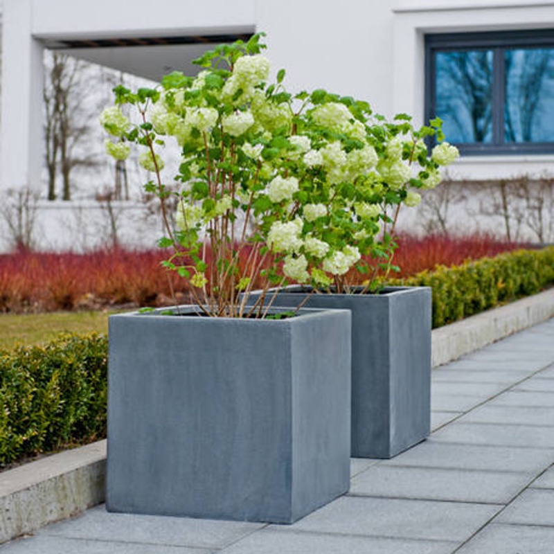 Květináč hranatý BLOCK XL fiberstone šedý 60x60cm-0