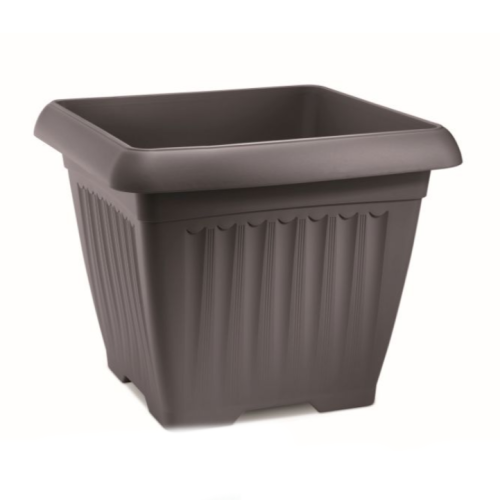 Květináče - Květináč hranatý CORFU plast antracit 40cm