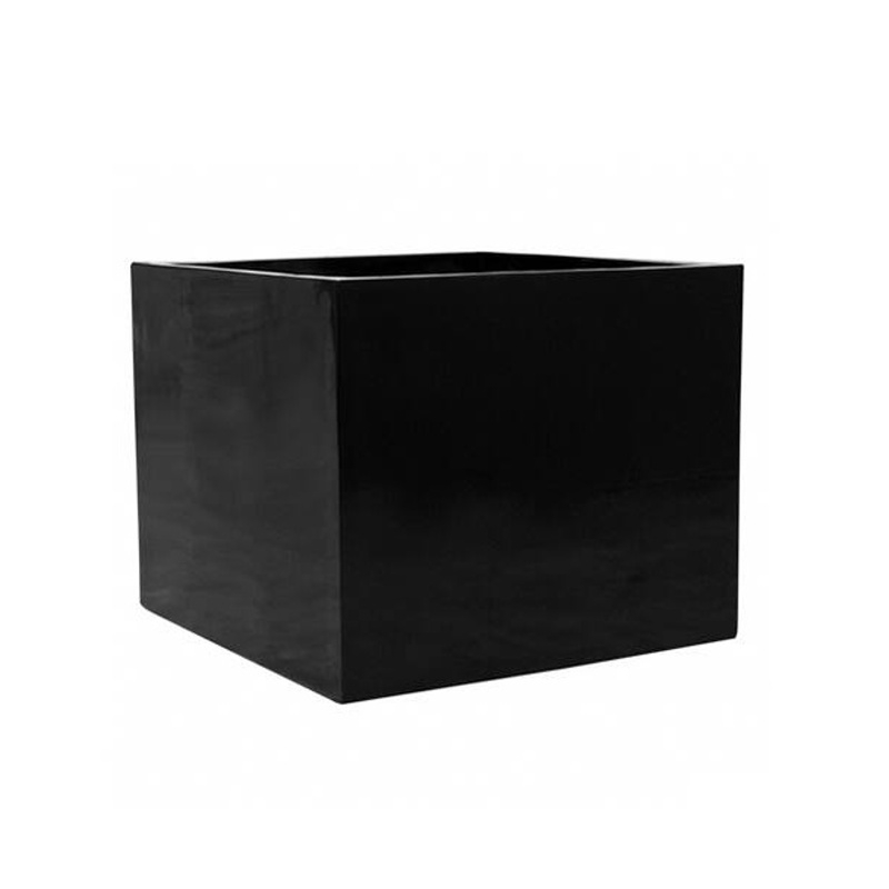 Kompozitní květináče - Květináč hranatý JUMBO M fiberstone černý 70x70cm