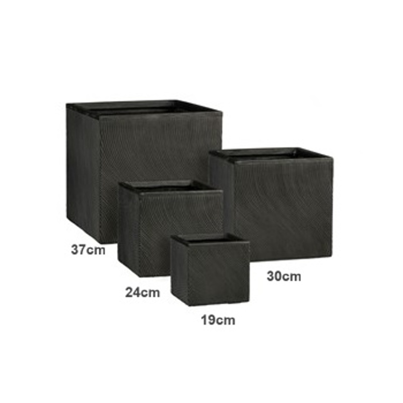 Kompozitní květináče - Květináč hranatý LIMA magnesium černý 30cm