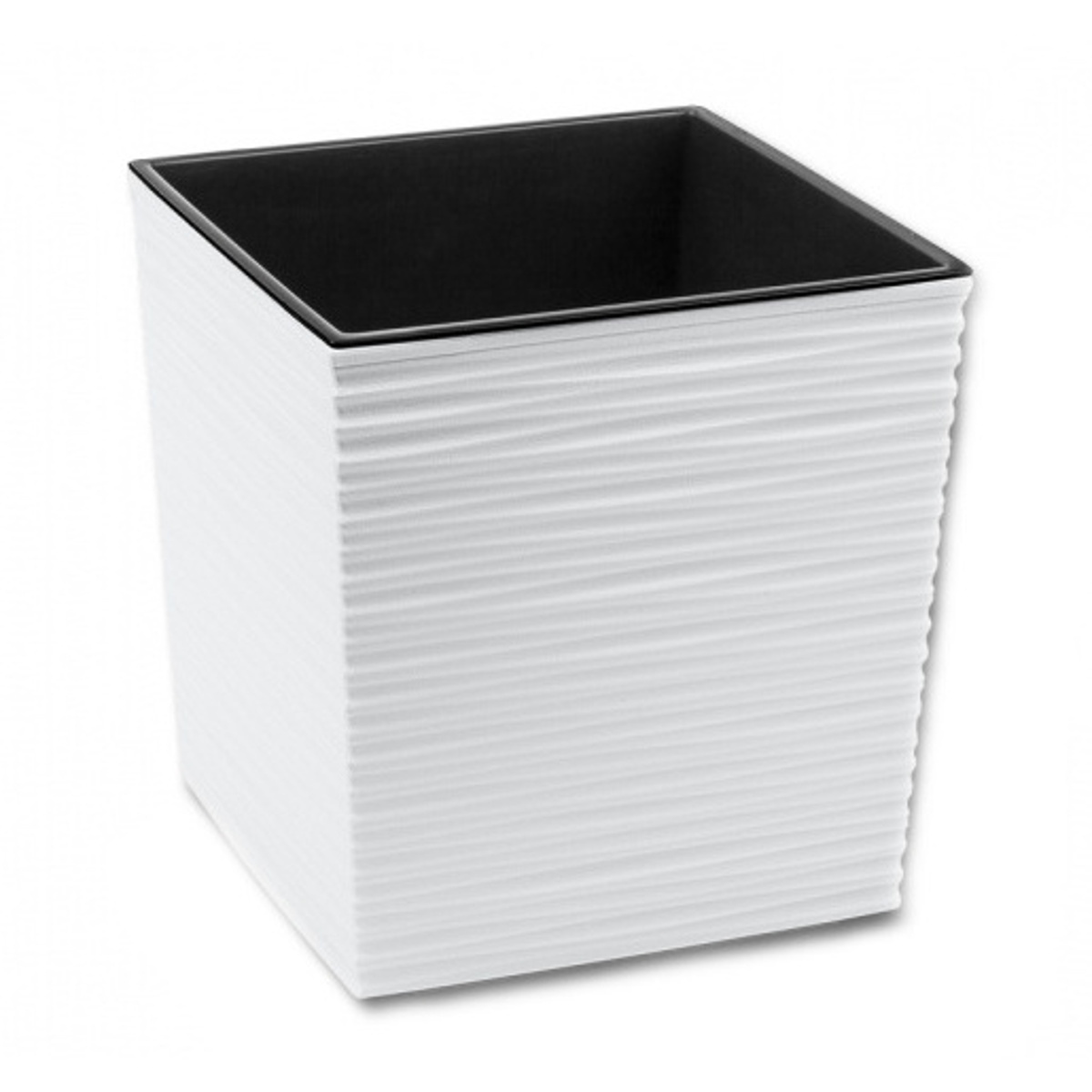 Plastové květináče - Květináč hranatý plastový JUKA s vložkou bílý 19cm