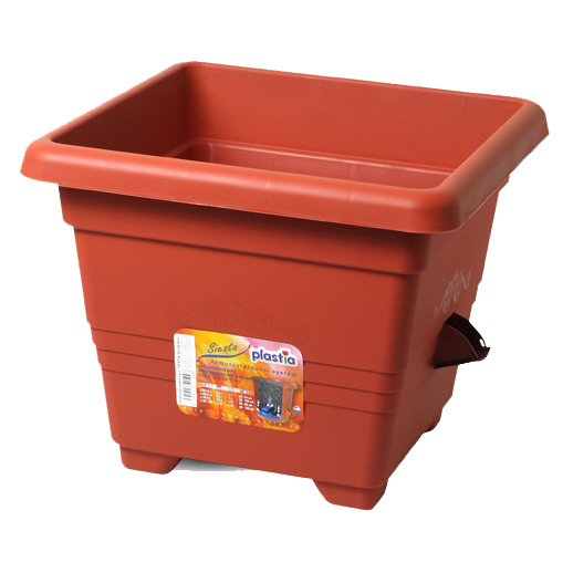 Květináče - Květináč hranatý samozavl. Bergamot 25cm terakota