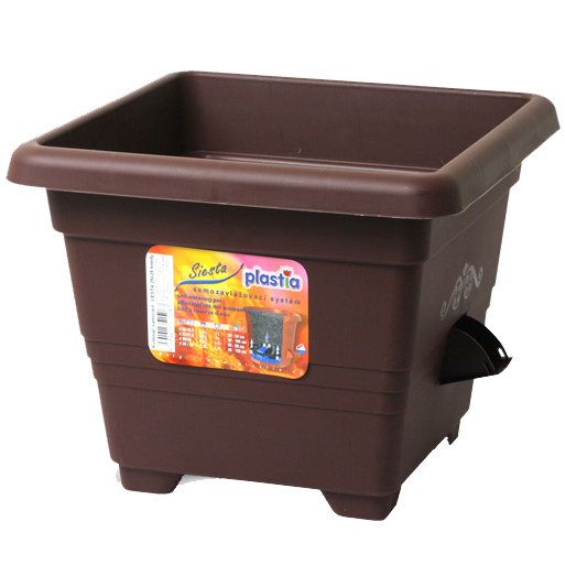 Květináče - Květináč hranatý samozavl. Bergamot 30cm čokoláda