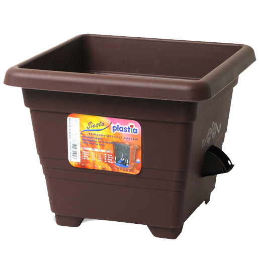 Květináče - Květináč hranatý samozavl. Bergamot 35cm čokoláda