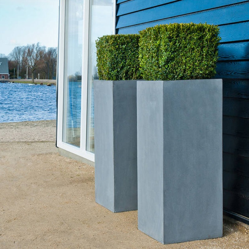 Květináč hranatý vysoký BOUVY L fiberstone šedý 80x40cm-0