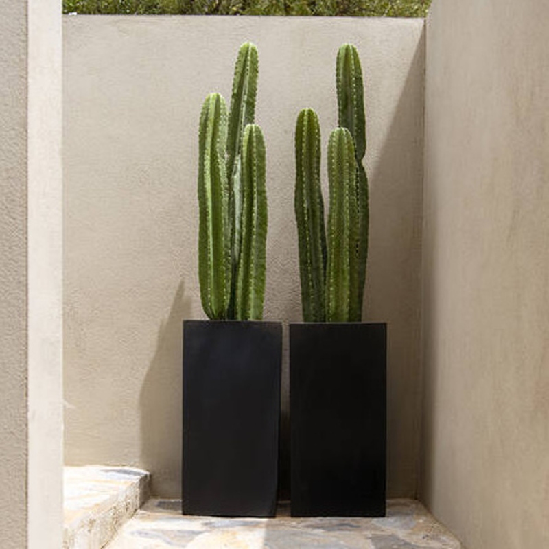 Květináč hranatý vysoký BOUVY M fiberstone černý 60x30cm-0