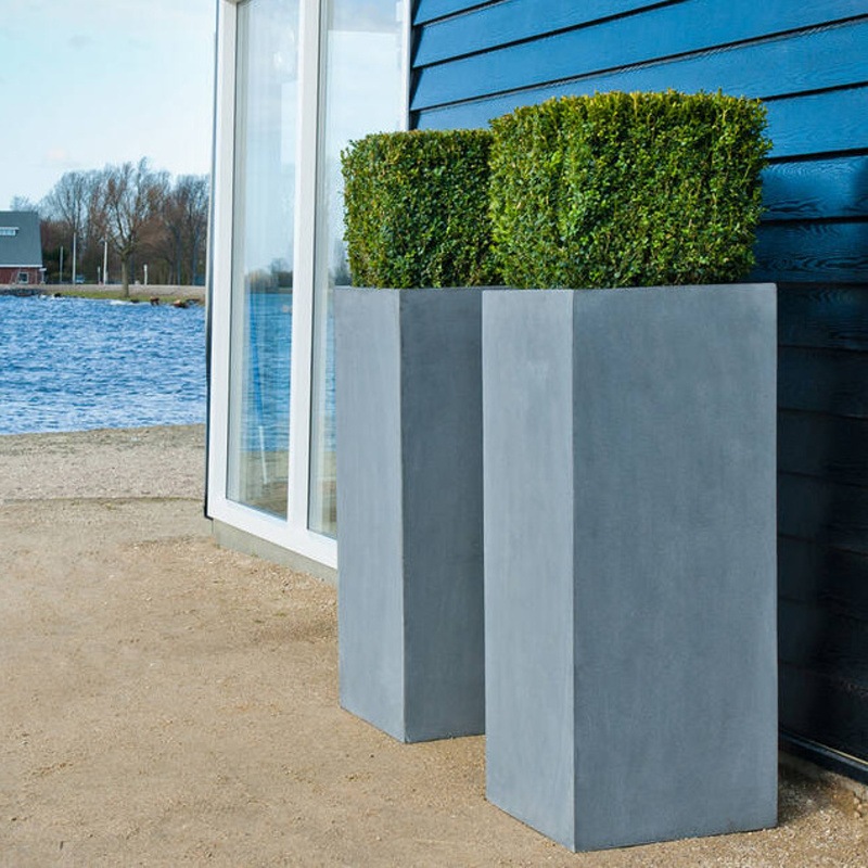 Květináč hranatý vysoký BOUVY M fiberstone šedý 60x30cm-0