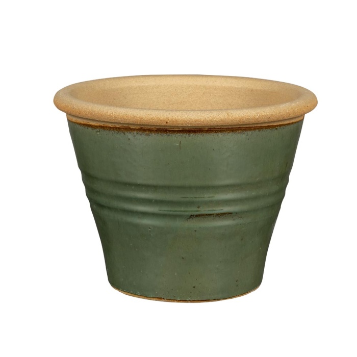Květináče - Květináč keramický BIELLA 1-01FA glazovaný zelený 29cm