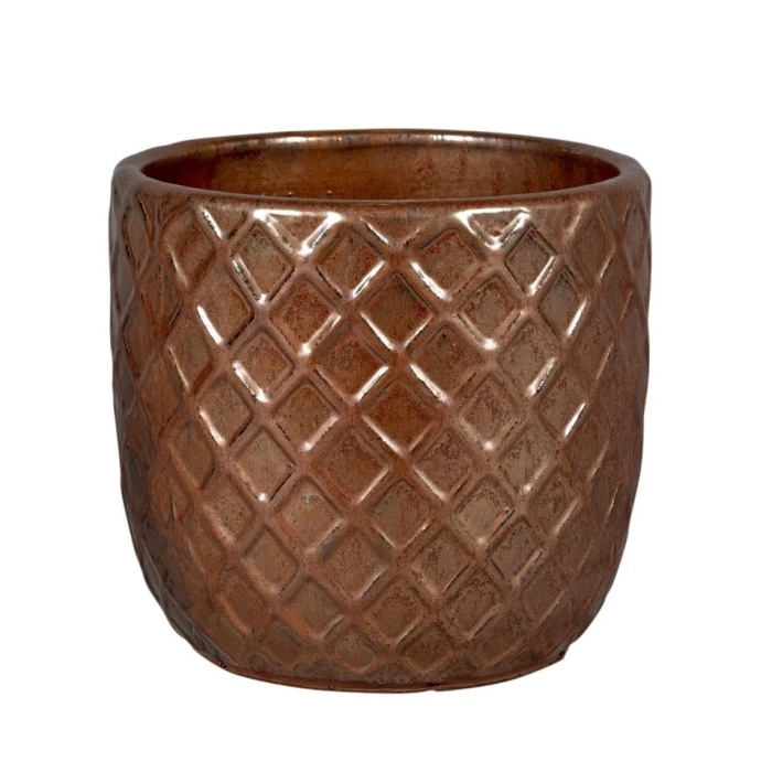 Květináče - Květináč keramický BORNEO 01KR glazovaný hnědý 22cm
