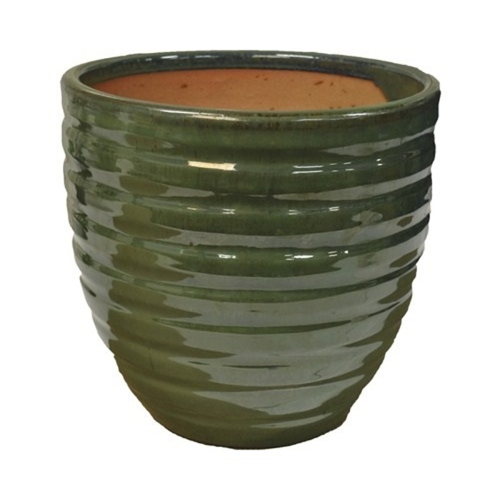 Květináče - Květináč keramický CORSICA 16A glazovaný zelený 38cm