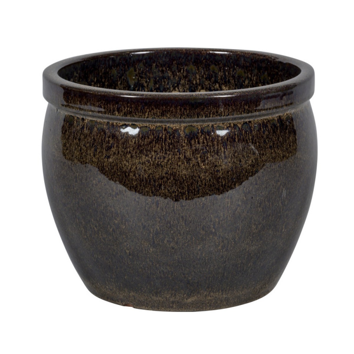 Keramické květináče - Květináč keramický  FAIRFIELD 01MD glazovaný tm.hnědý 36cm