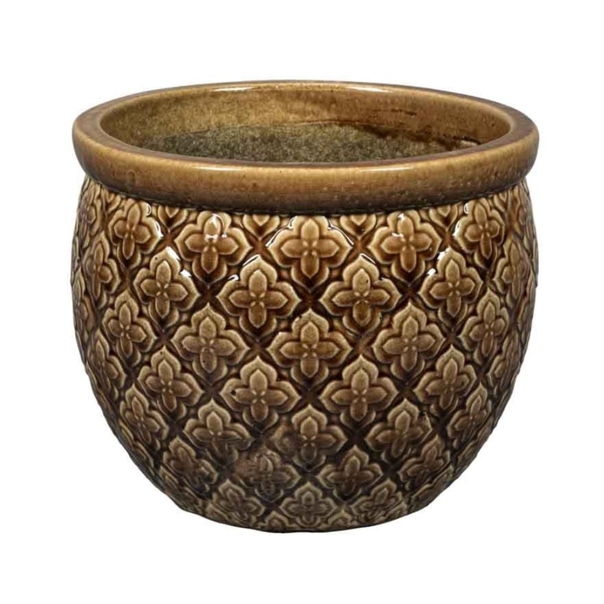 Keramické květináče - Květináč keramický glazovaný SINGAPORE 1-01D hnědý 46cm