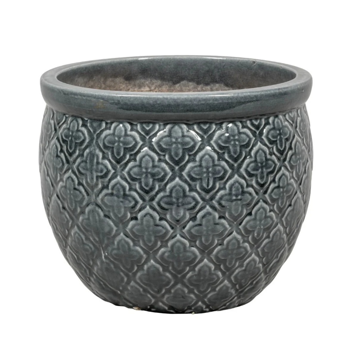 Keramické květináče - Květináč keramický glazovaný SINGAPORE 1-01Z černo-šedý 36cm