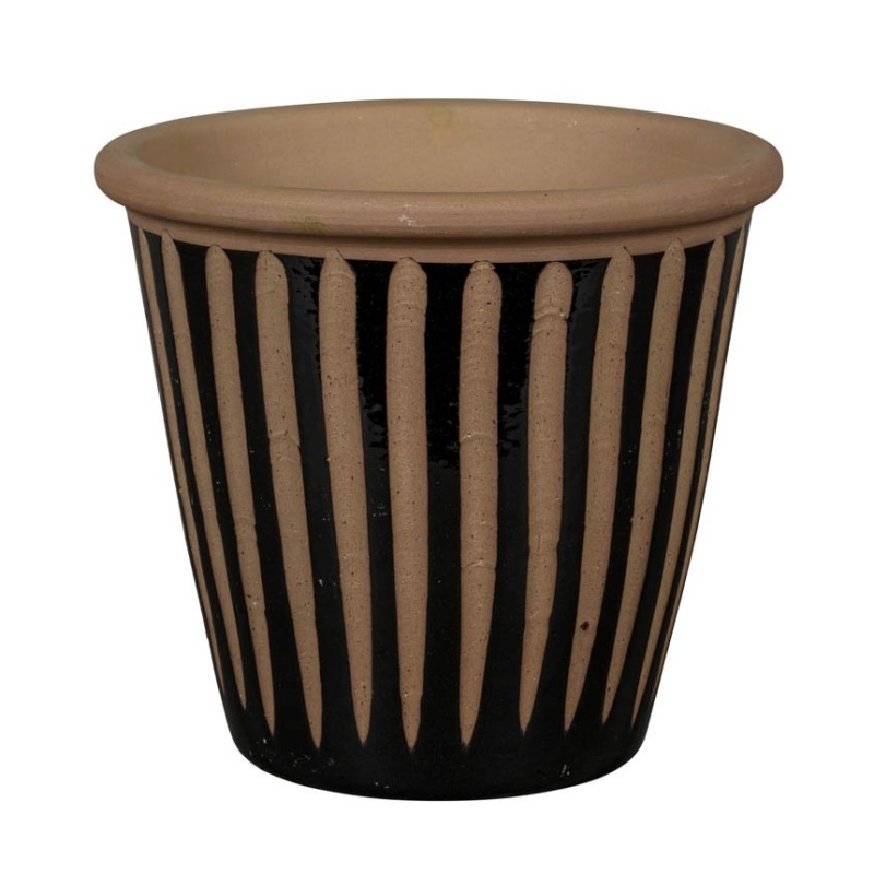 Keramické květináče - Květináč keramický MILANO 58Z černo-terakotový 23cm