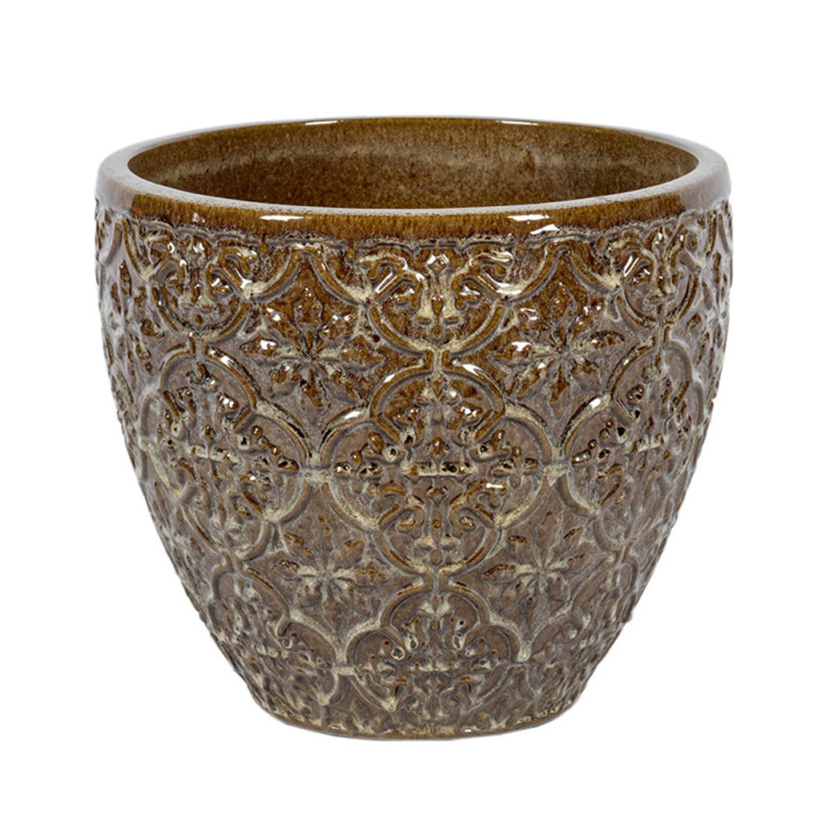 Keramické květináče - Květináč keramický  SAKURA 01MD glazovaný hnědý 23cm