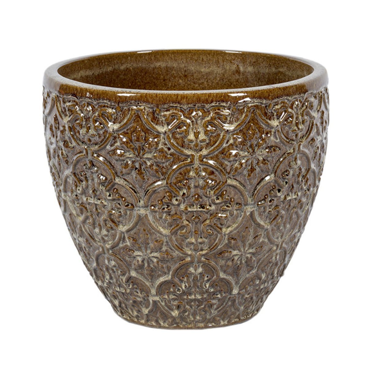 Keramické květináče - Květináč keramický  SAKURA 01MD glazovaný hnědý 29cm