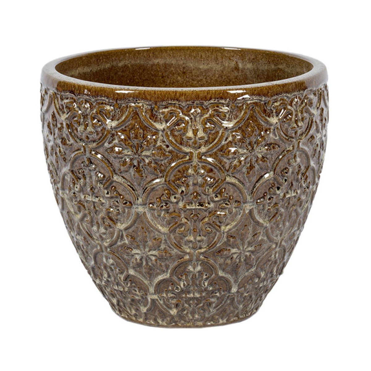 Keramické květináče - Květináč keramický  SAKURA 01MD glazovaný hnědý 38cm