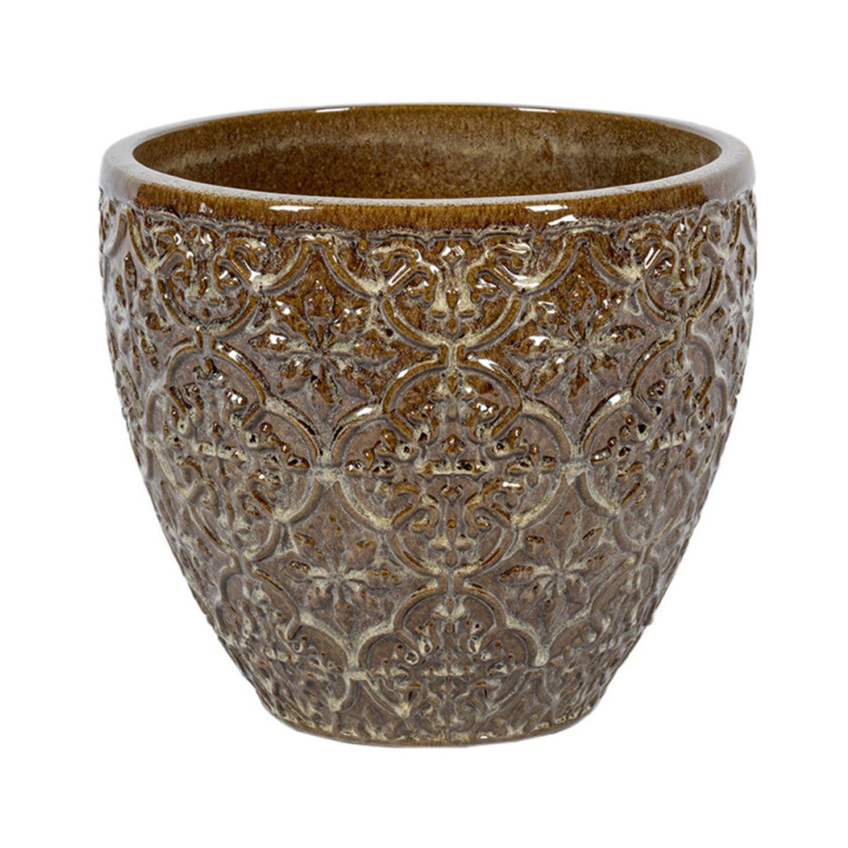 Keramické květináče - Květináč keramický  SAKURA 01MD glazovaný hnědý 48cm