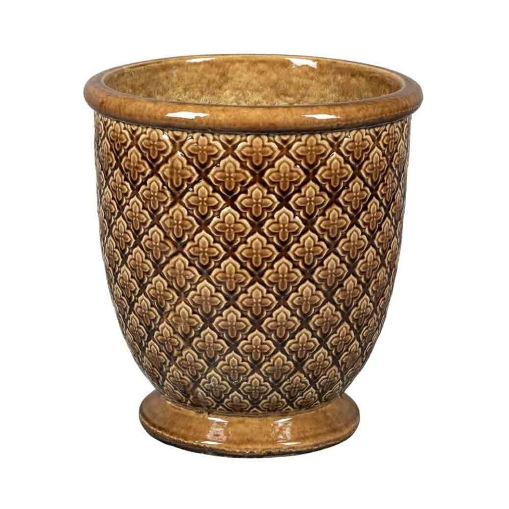 Keramické květináče - Květináč keramický SINGAPORE 1-02D glazovaný hnědý 30cm