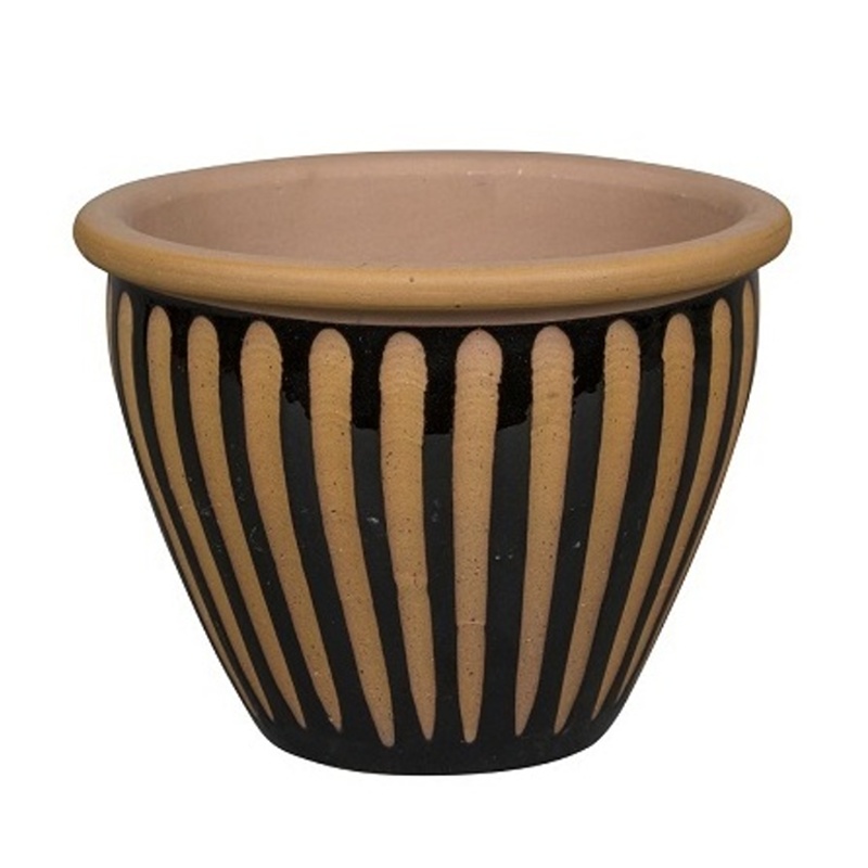 Keramické květináče - Květináč keramický VALENCIA 58Z černo-terakotový 43cm