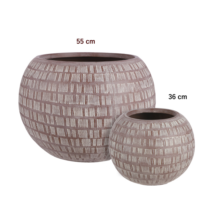 Keramické květináče - Květináč koule SCOTIA škrábaná keramika červená 36cm