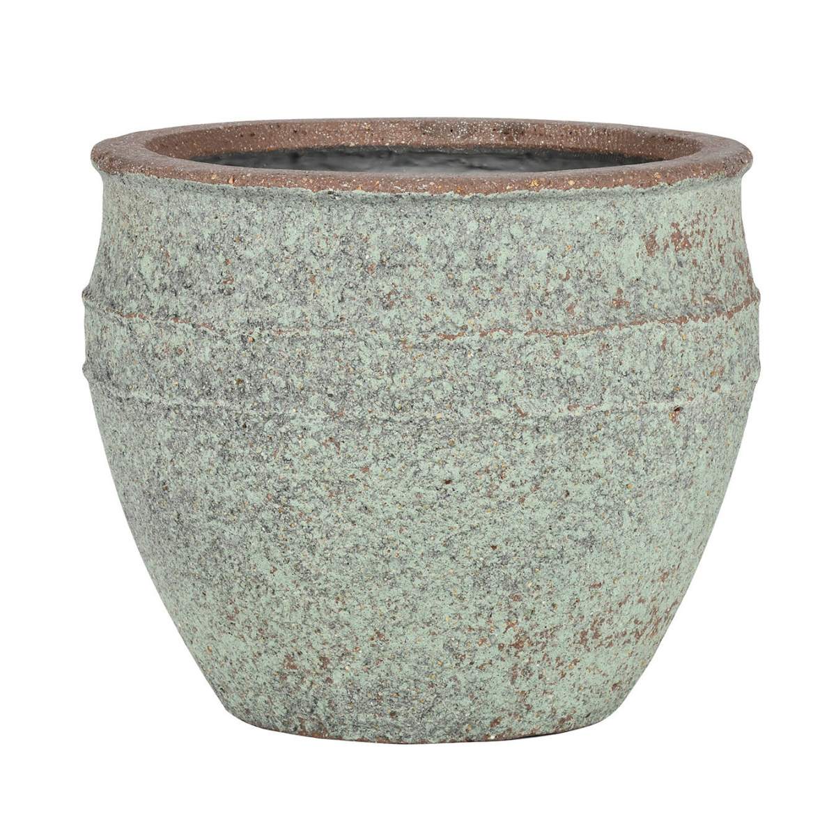 Kompozitní květináče - Květináč kulatý ATHENA L ficonstone zelený 53,5cm