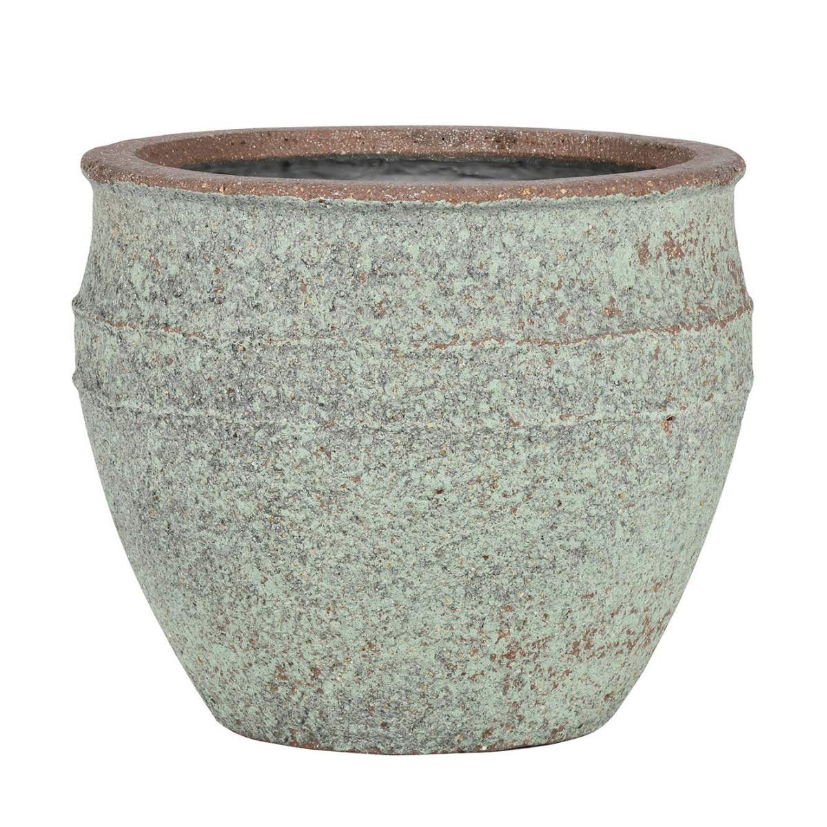 Kompozitní květináče - Květináč kulatý ATHENA M ficonstone zelený 40,5cm
