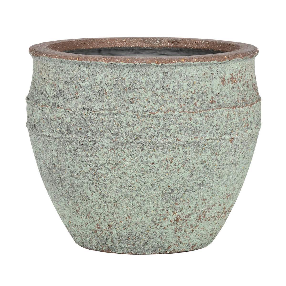 Kompozitní květináče - Květináč kulatý ATHENA S ficonstone zelený 28,5cm