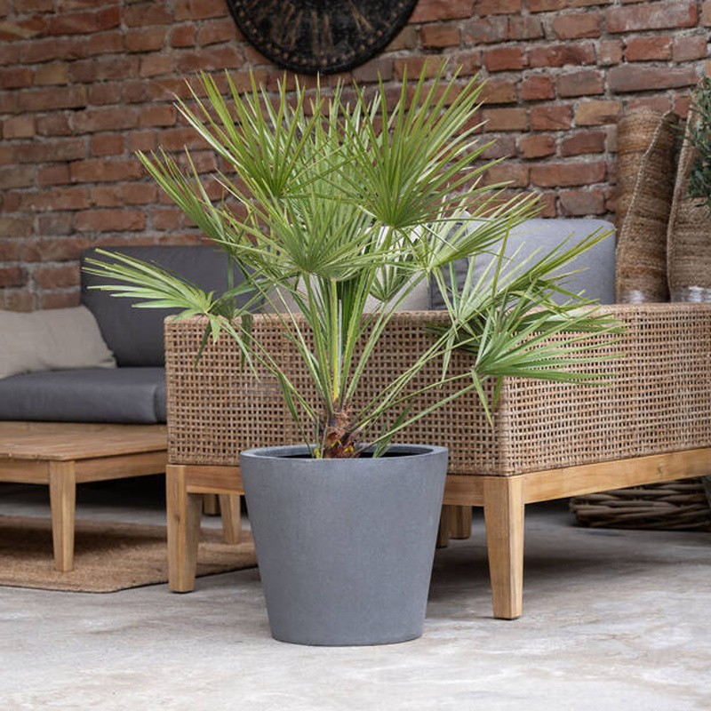 Květináč kulatý BUCKET M fiberstone šedý 58cm-0