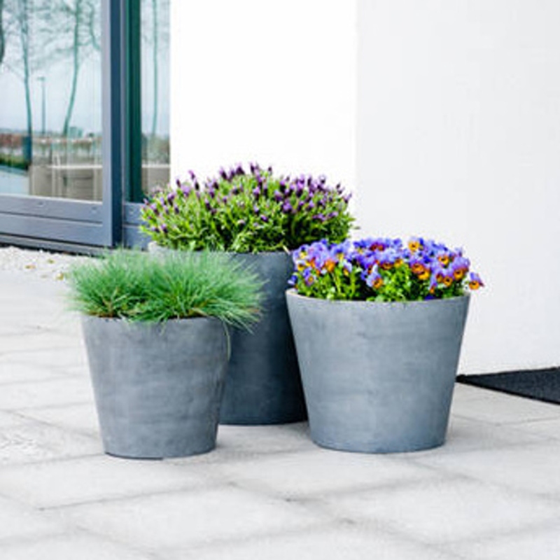 Květináč kulatý BUCKET M fiberstone šedý 58cm-1