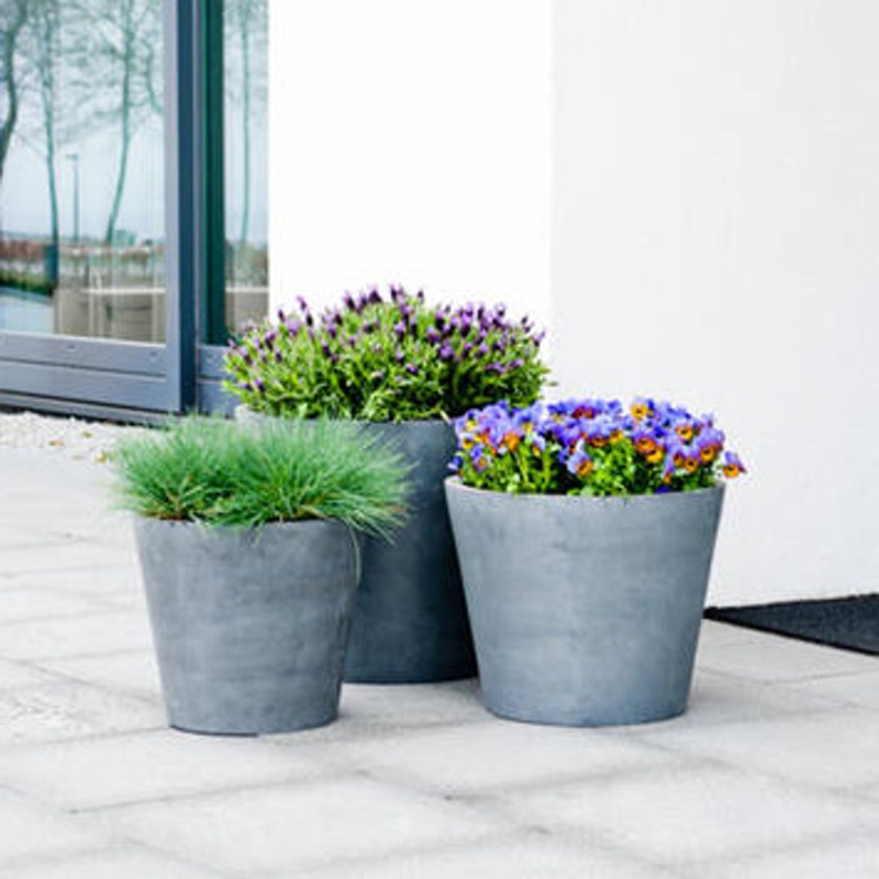 Květináč kulatý BUCKET S fiberstone šedý 50cm-1