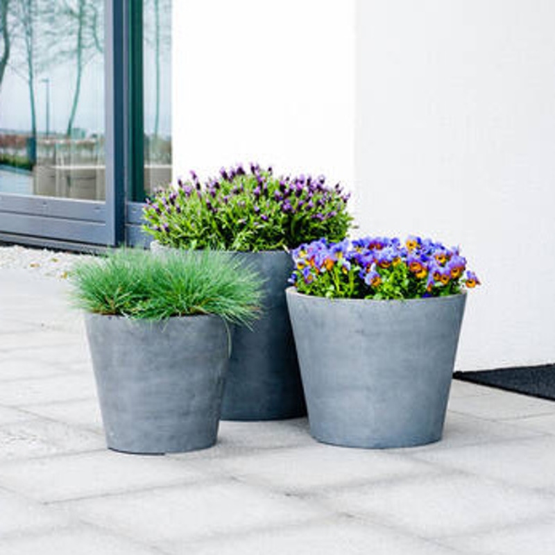 Květináč kulatý BUCKET XS fiberstone šedý 40cm-1