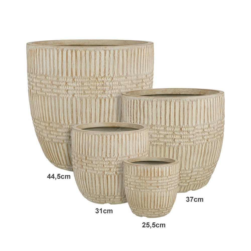 Kompozitní květináče - Květináč kulatý FJORD z magnesia béžový 25,5cm