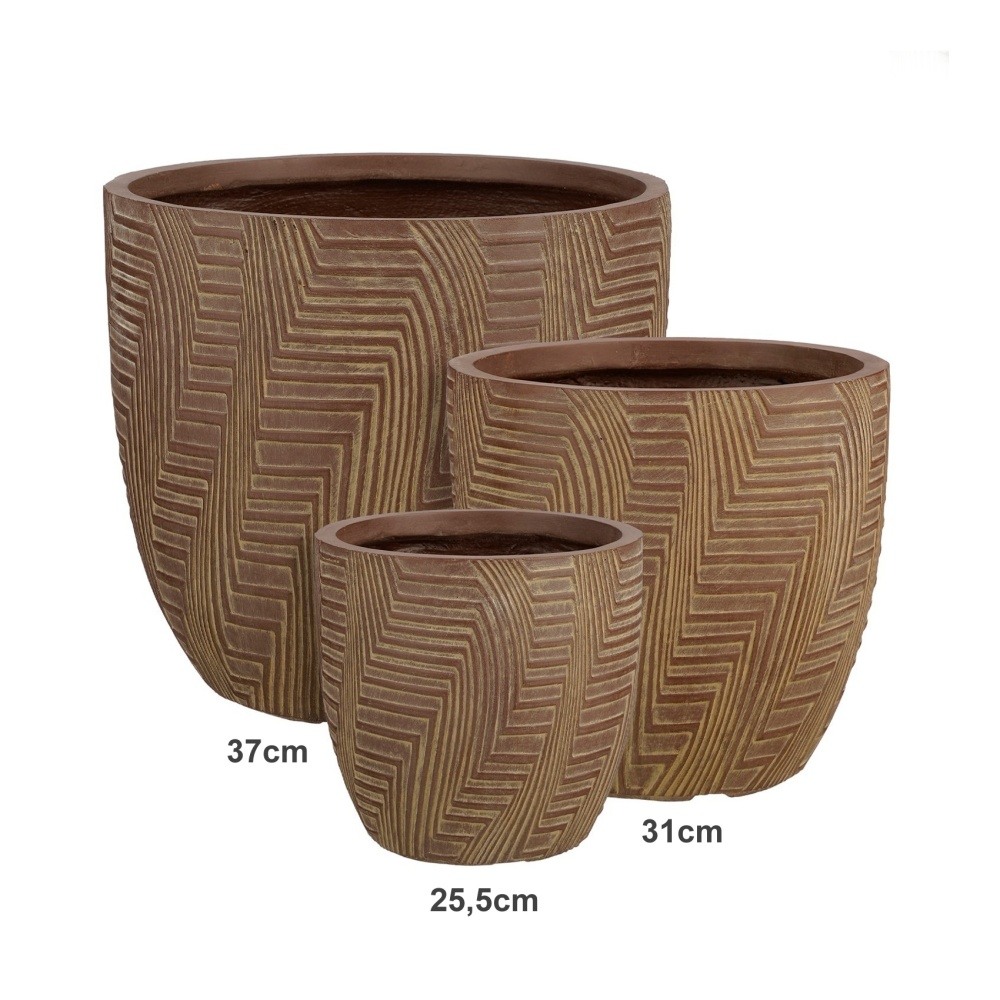 Kompozitní květináče - Květináč kulatý GLACIAR z magnesia červený 37cm