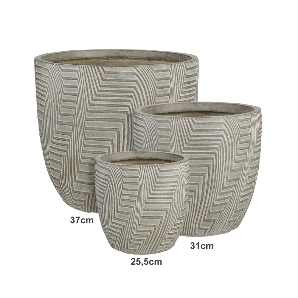 Kompozitní květináče - Květináč kulatý GLACIAR z magnesia šedý 37cm