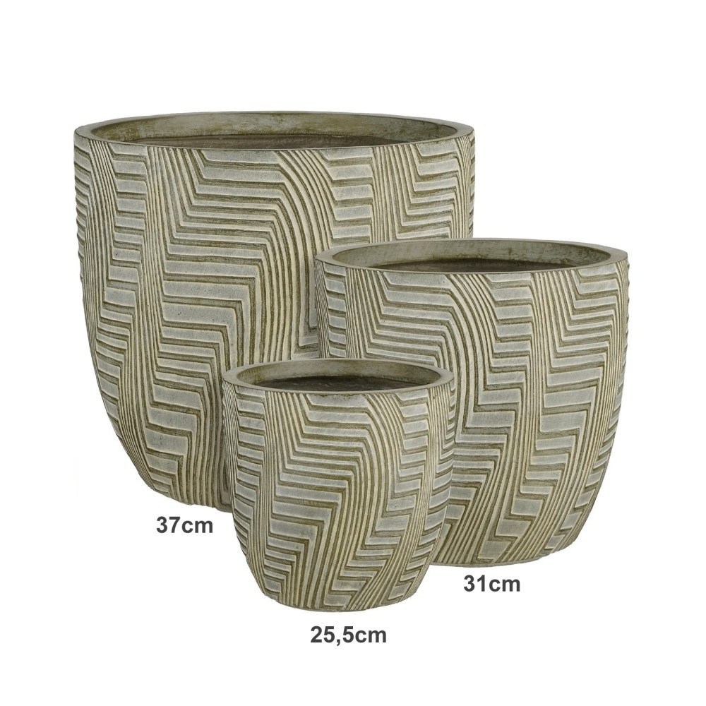 Kompozitní květináče - Květináč kulatý GLACIAR z magnesia tm.šedý 37cm