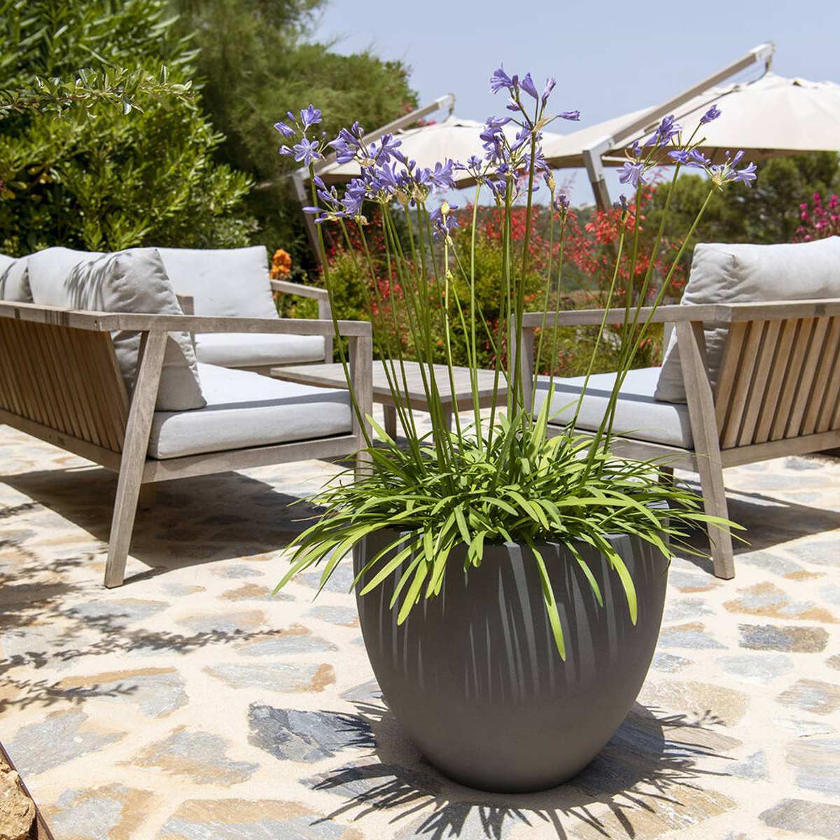 Květináč kulatý JESSLYN M fiberstone šedý 60cm-0