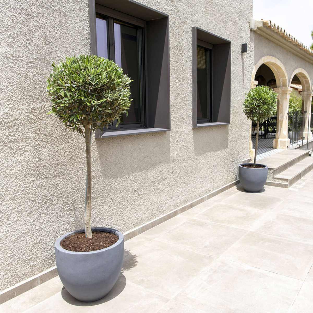 Květináč kulatý JESSLYN M fiberstone šedý 60cm-1