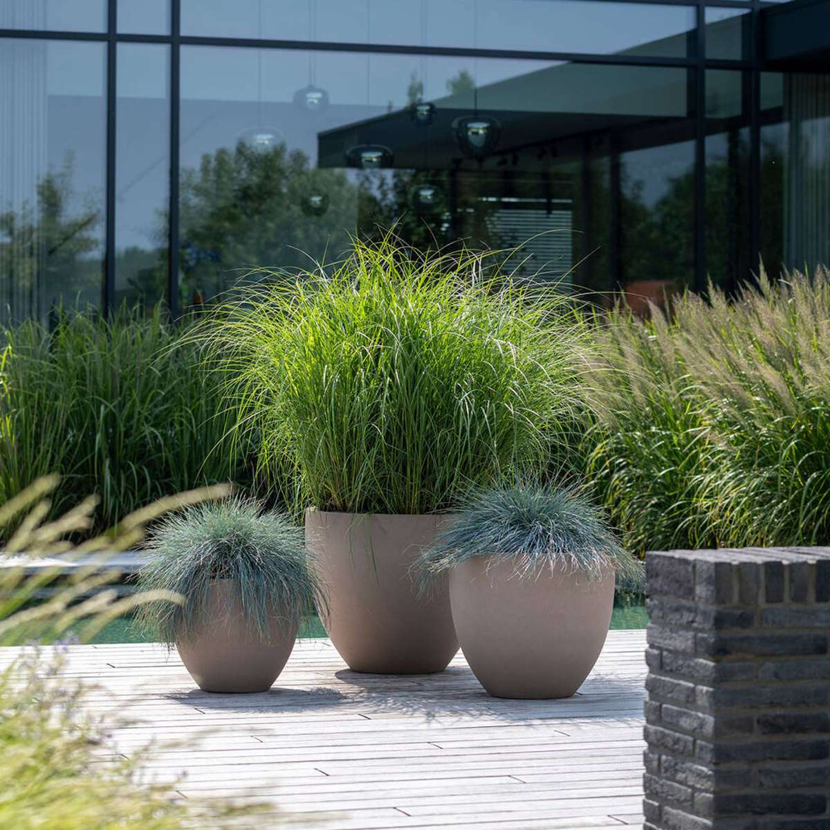 Květináč kulatý JESSLYN M fiberstone taupe 60cm-0