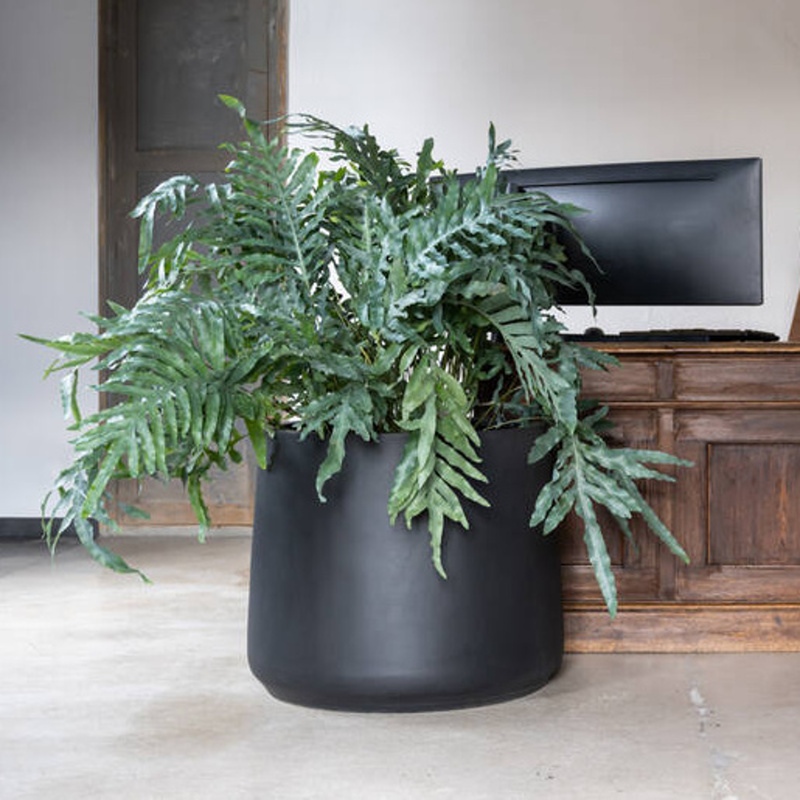 Květináč kulatý JUMBO PATT S fiberstone černý 92,5cm-0