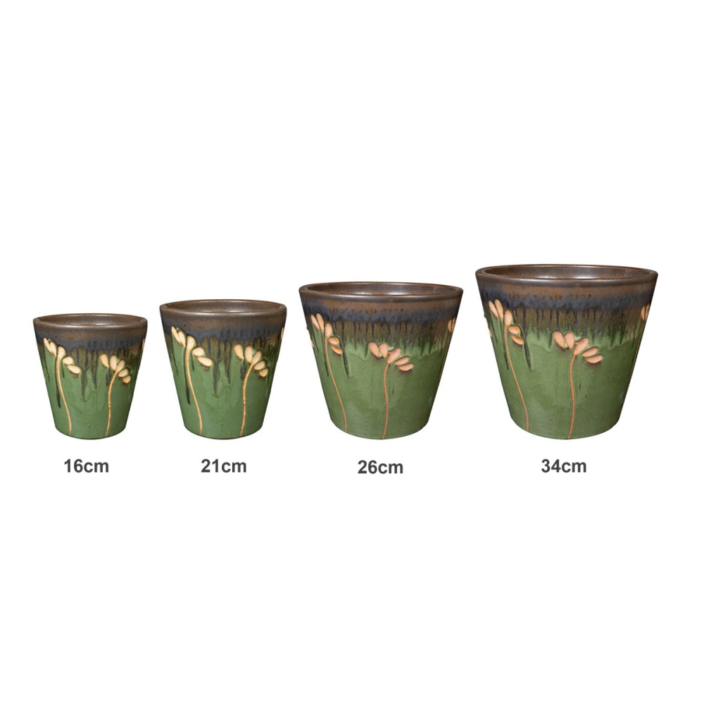 Keramické květináče - Květináč kulatý keramický MEYA zelený 34cm