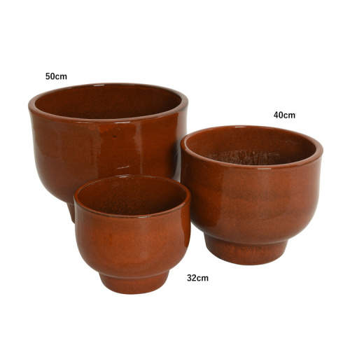 Keramické květináče - Květináč kulatý MILA úzké dno keramika glazovaný oranžový 50cm