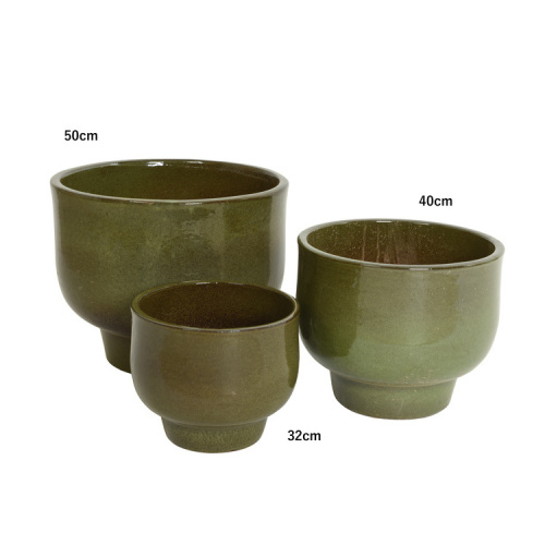 Keramické květináče - Květináč kulatý MILA úzké dno keramika glazovaný zelený 50cm