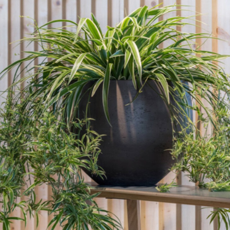 Květináč kulatý MINI ORB L fiberclay černý 32cm-0