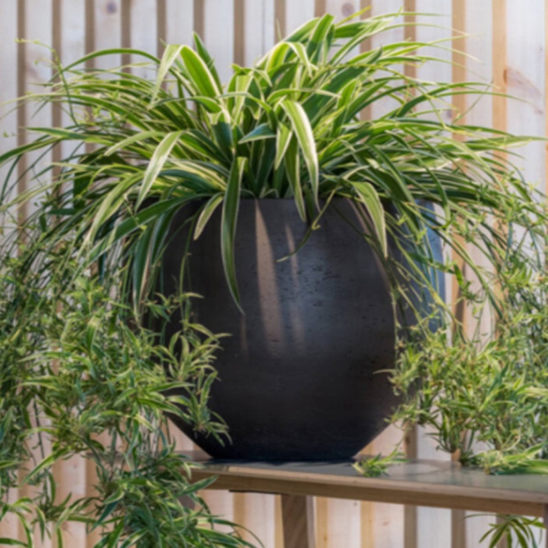 Květináč kulatý MINI ORB M fiberclay černý 25cm-0