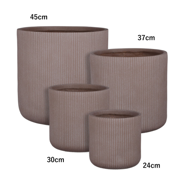 Keramické květináče - Květináč kulatý NUOVO žebrovaný keramika mat taupe 45cm