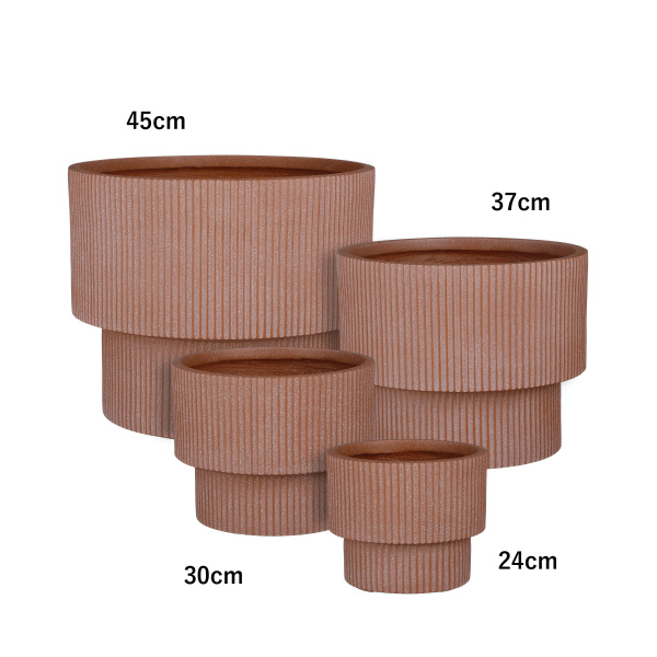 Keramické květináče - Květináč kulatý odskočený QUITO žebrovaný keramika terakota 24cm