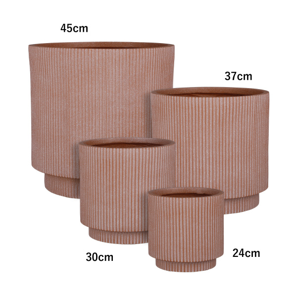 Keramické květináče - Květináč kulatý QUITO žebrovaný keramika terakota 30cm